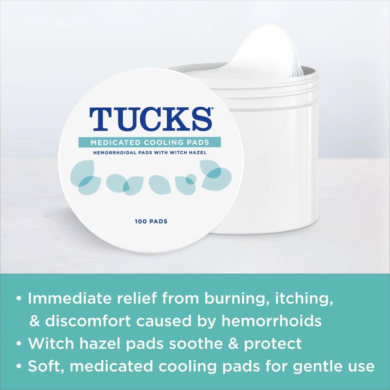 TUCKS Medicated Cooling Pads, 100 Count â€“ Hemorrhoid Pads with Witch Hazel, Cleanses Sensitive Areas, Protects from Irritation, Hemorrhoid Treatment, Medicated Pads Used by Hospitals - Image 5